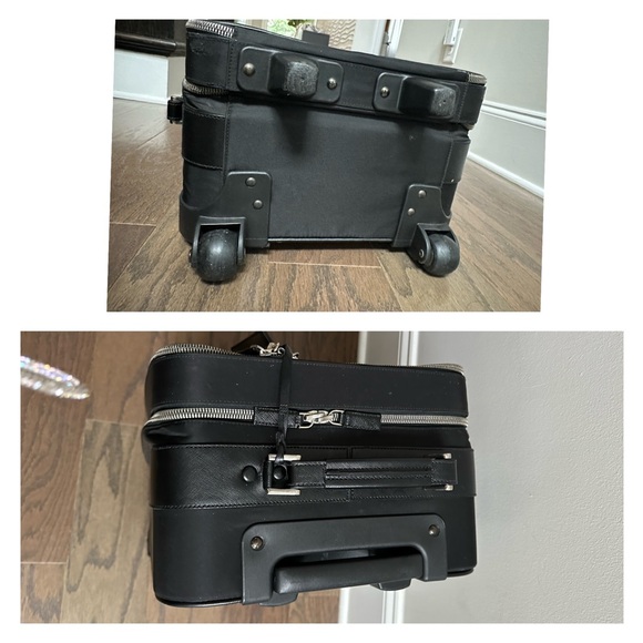 💯 PRADA Logo Black Nylon Carry On Suitcase w/ auth card - Picture 11 of 14